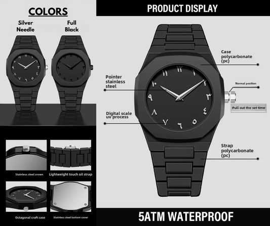 Arabic Numeral Watch (Black Aura)