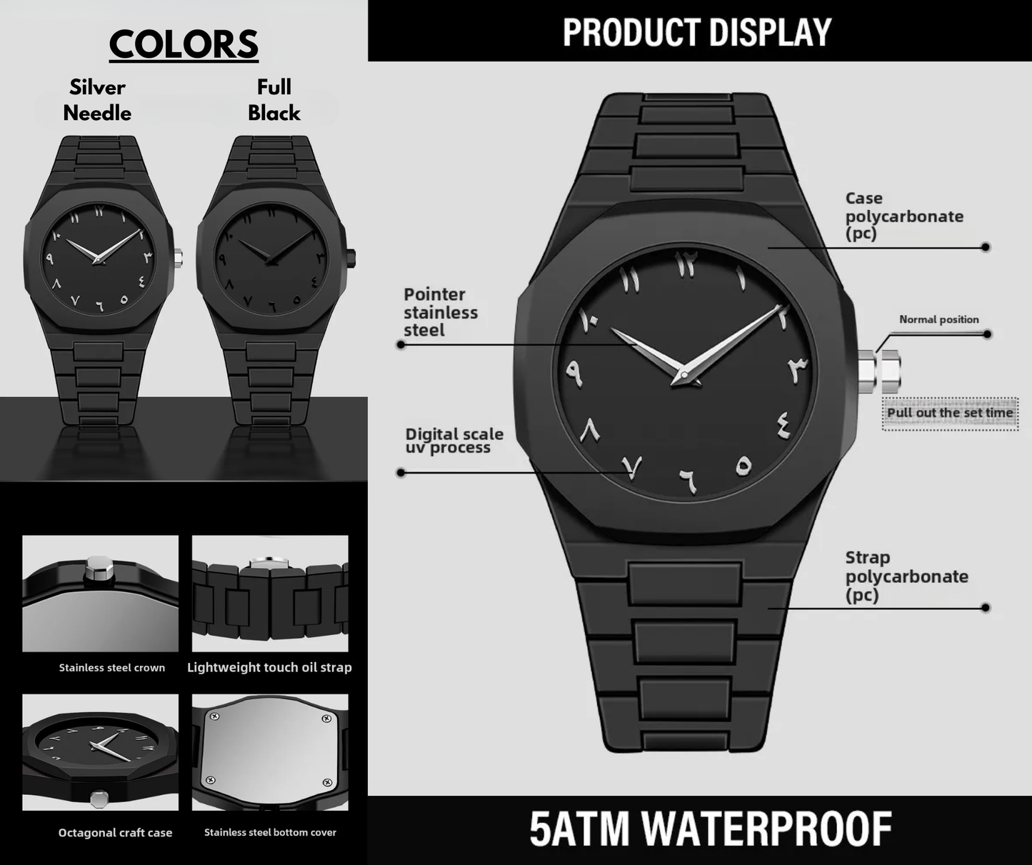 Arabic Numeral Watch (Black Aura)